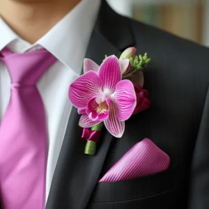 pink orchid buttonhole