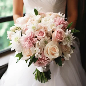 light pink and white flowers bridal bouquet