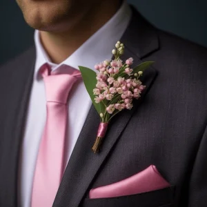 pink wax flowers buttonhole