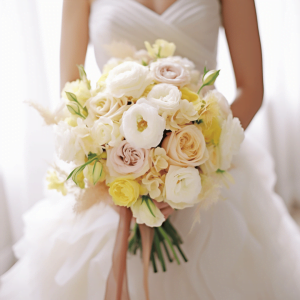 light pastel colour bridal bouquet made with premium flowers