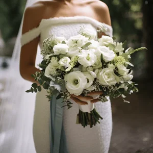 elegant white and green bridal bouquet