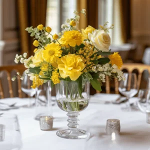 blush yellow and creamy flower centerpiece for wedding