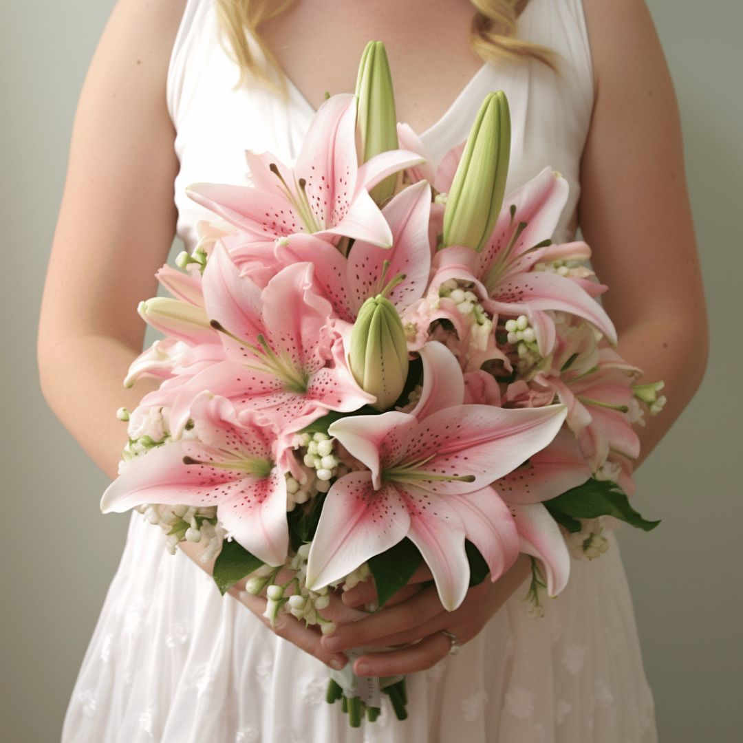 Pink Oriental Lilies Bridal Bouquet