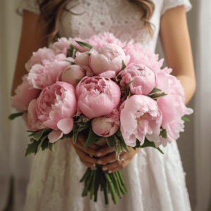 pink peonies bridal bouquet by flower club studio