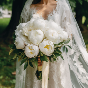 white peonies bridal bouquet