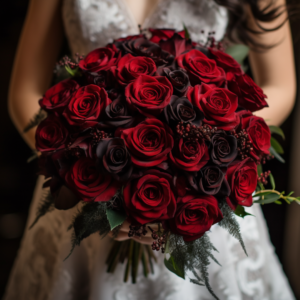 red roses bridal bouquet