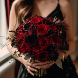 red roses bridal bouquet